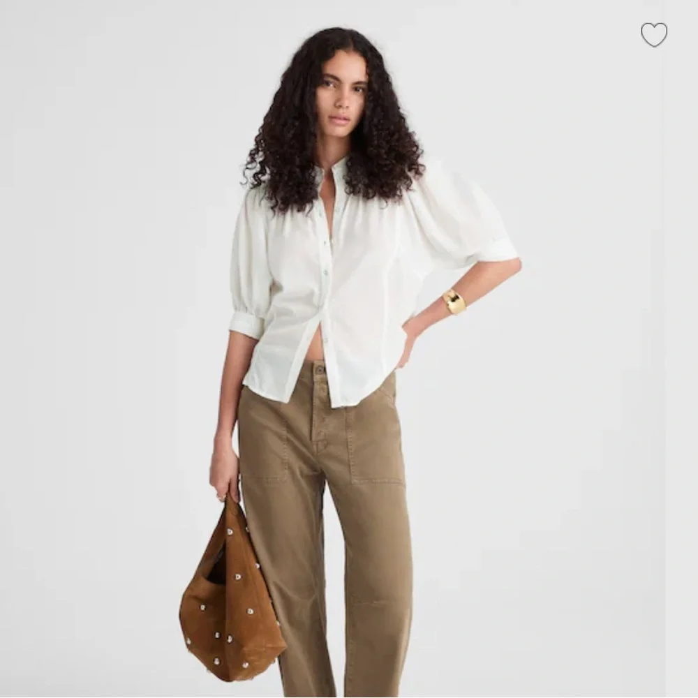 Madewell Puff-Sleeve Band-Collar Shirt